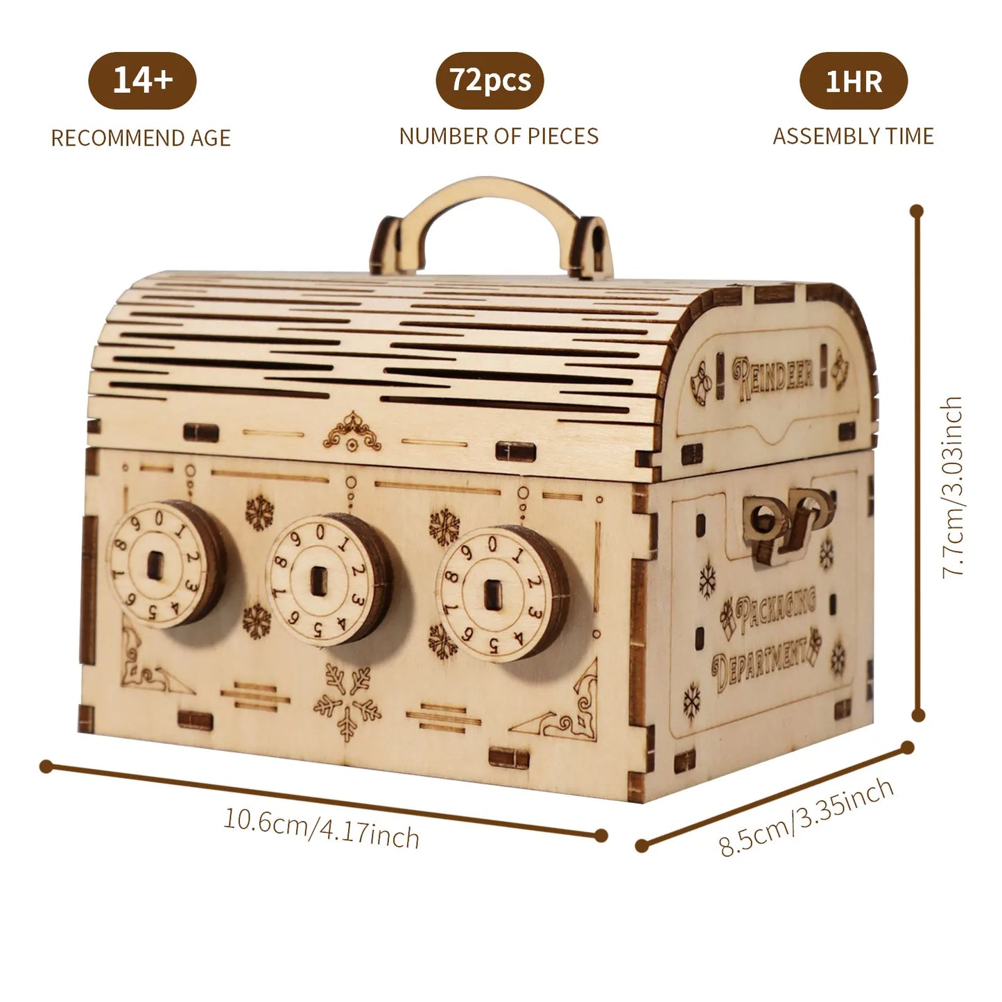3D Wooden Puzzle DIY Treasure Box Model Kits Brain Teaser Projects for Adult Christmas Gifts