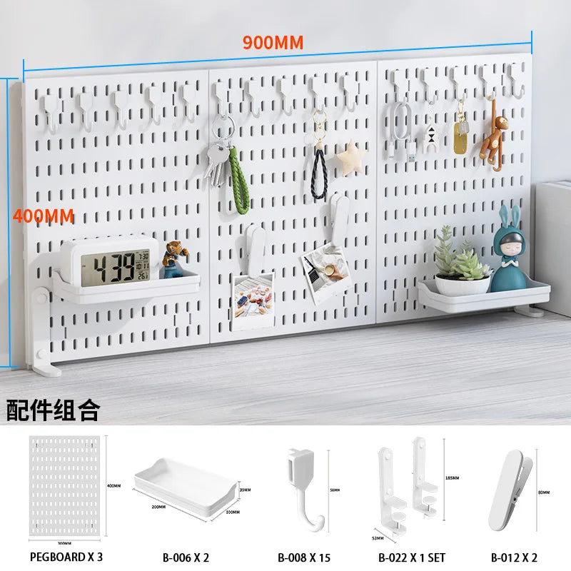 Office Desktop Storage Pegboard: Height-Adjustable Vertical Storage Rack (For Stationery Storage And Decorative Figurine Display