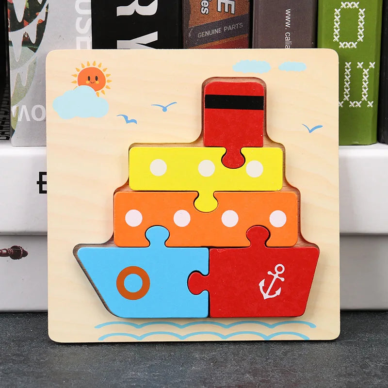 Baby High Quality 3D Wooden Puzzles Educational Cartoon Animals Early Learning Intelligence Puzzle Game Toys for Children