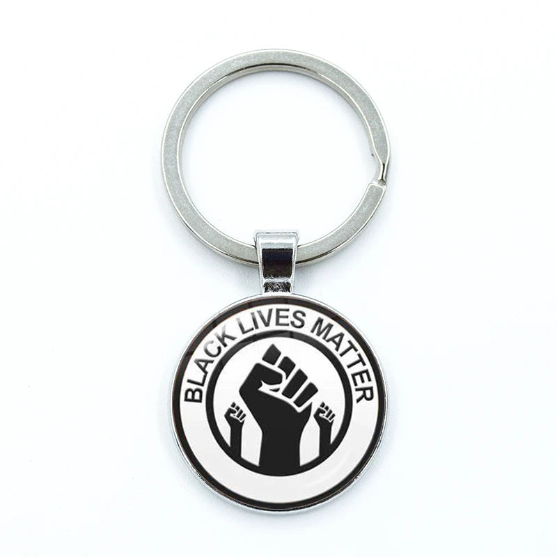 I CAN'T BREATHE George Floyd Keychain American Protest Black Lives Matter Glass KeyRing Bag Car Key Chain Holder Charms Jewelry