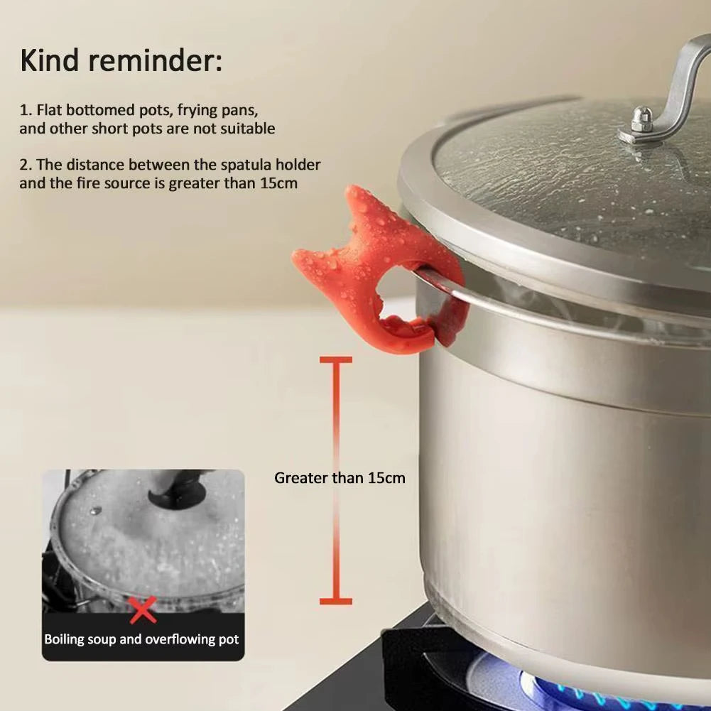 1PC Silicone Spatula Holder Portable Antioverflow Pot Lid Clip Anti-scalding Spoon Holder Kitchen Universal Spatula Bracket Clip