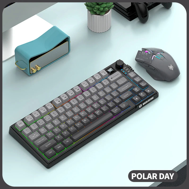 Dual Modes Gaming Keyboard Mouse Combos Computer Laptop Backlight Gamer Kit LED Wireless Usb Keyboard with Display Screen & Knob