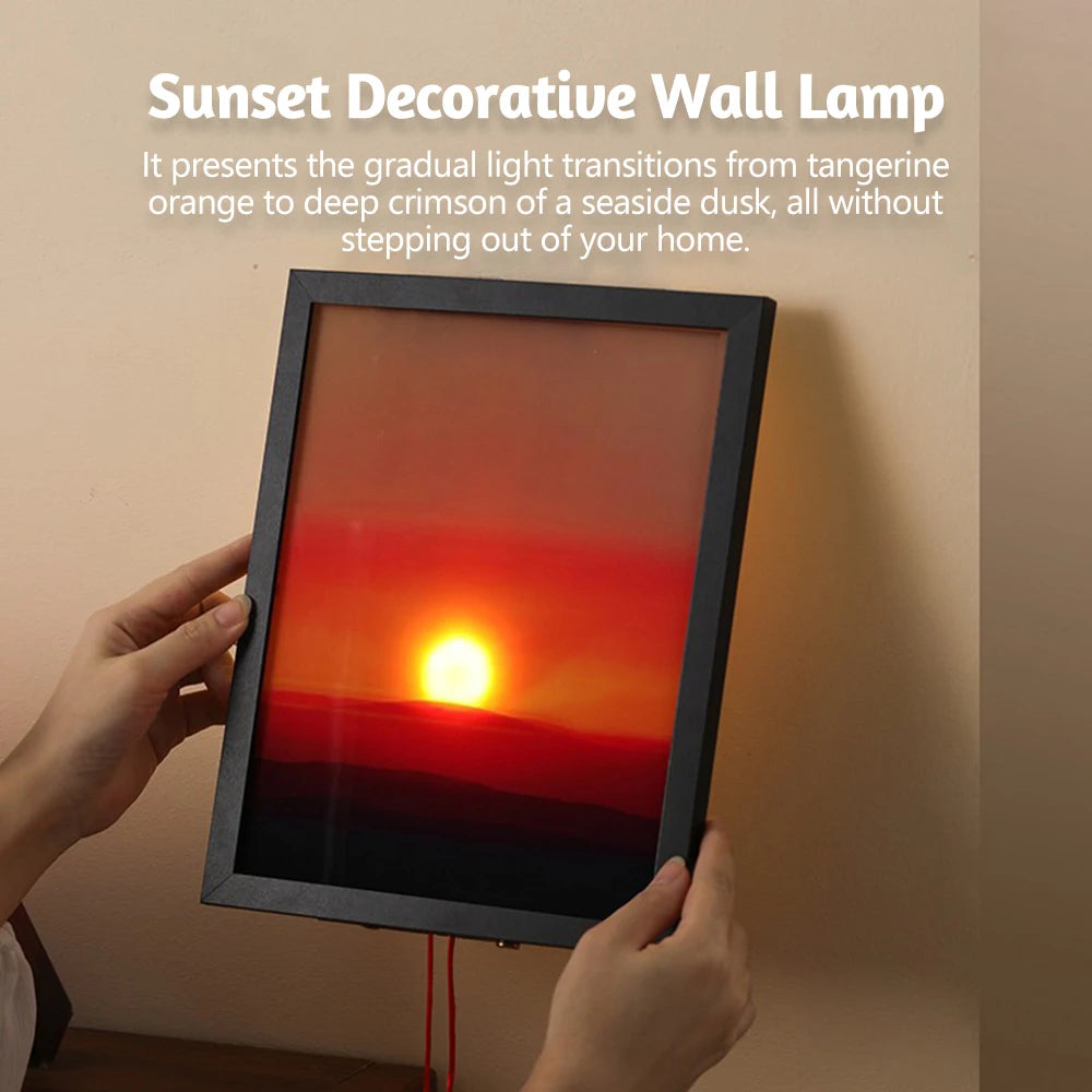 Creative Sunrise and Sunset Night Light 3 Level Brightness Movable Scenery Wall Lamp For Bedroom Living Room Decor