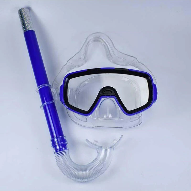 Diving Face Mirror Suction Tube Set For Snorkeling And Swimming Equipment Large Frame Swimming Goggles Adult And Children Swim