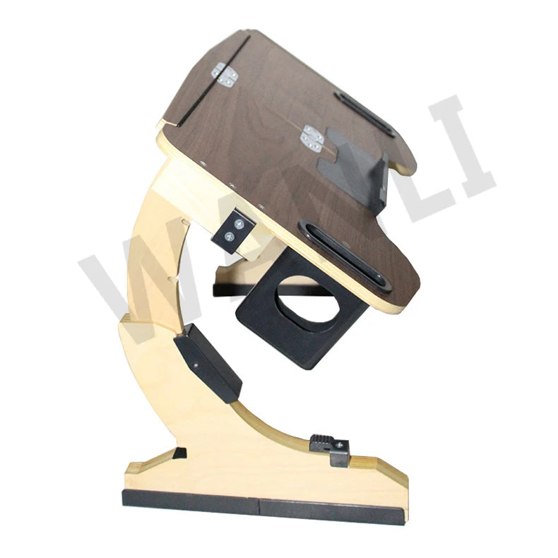 Desktop computer stand, portable and foldable stand, multi-functional reclining desk, made of wood, 360° adjustable laptop stand
