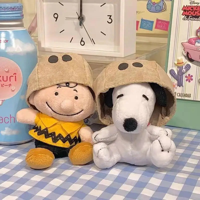 Snoopy Charlie Plush Doll Anime Doll Face Masked Keychain with Hood Plush Doll Pendant Cartoon Cute Children Birthday Toy Gift