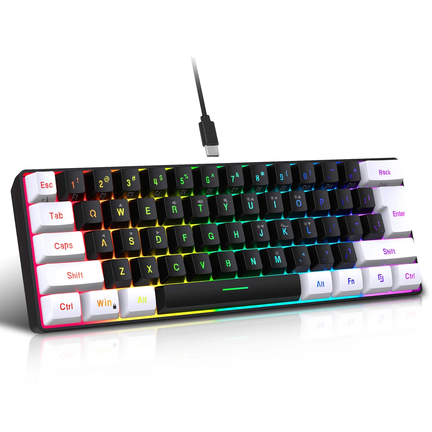 Multi-Color RGB 61Keys Wired Game Keyboard Backlight Keyboard Small Compact Gaming Keyboard for PC Laptop Gamer Dropshipping
