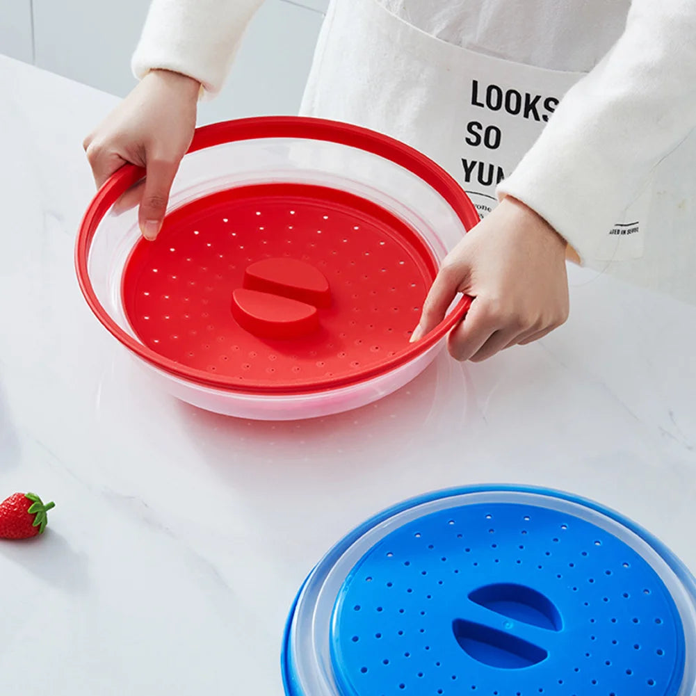 Silicone Microwave Splatter Cover Oil-Proof Splash-Proof Fresh-Keeping Cooking Lid with Hook Heating Folding Kitchen Accessory