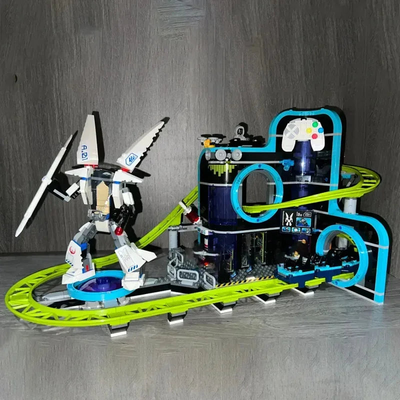 986PCS Exciting Robot Roller Coaster Model – Creative Building Blocks Set for Kids – Perfect Christmas Gift!