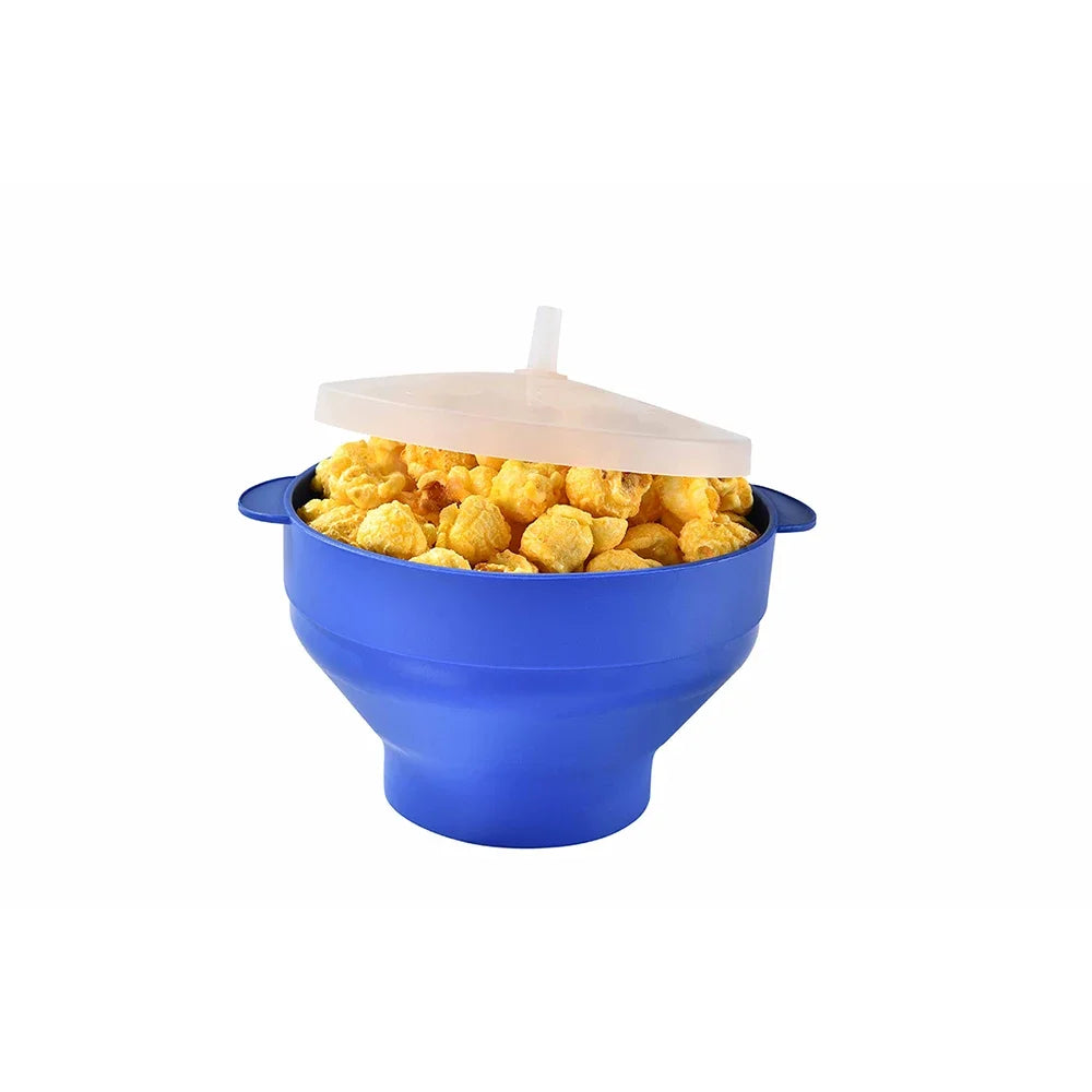 1/3Pcs Microwave Popcorn Bowl Bucket Silicone DIY Red Popcorn Maker with Lid Chips Fruit Dish High Quality Kitchen Easy Tools