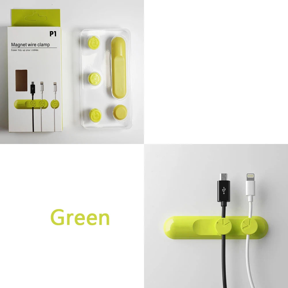 Car Magnetic Cable Holder Cable Clip Protector Cord Winder Car Wire Organizer Desktop USB Charging Line Management Wire Keeper