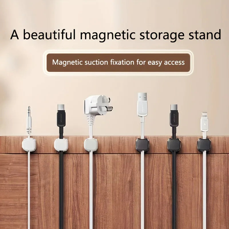 Magnetic Cable Organizer, Wall-Mounted Data Cable Management Clips, Cord Holder, Plug Hook for Desk Organization