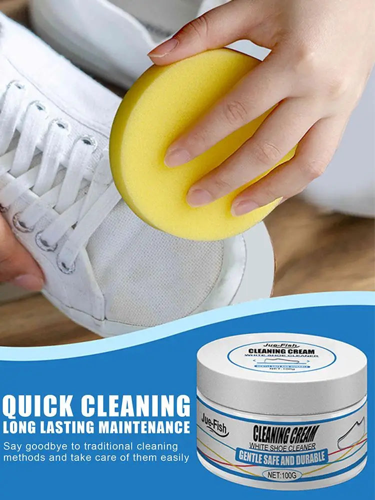 White Shoes Cleaning Cream Stains Remover Shoes Whitening All-Purpose Cleansing Cream With Wipe Sponge For Shoes Sneakers