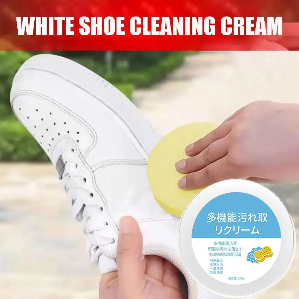 White Shoes Cleaning Cream Stains Remover Shoes Whitening All-Purpose Cleansing Cream With Wipe Sponge For Shoes Sneakers