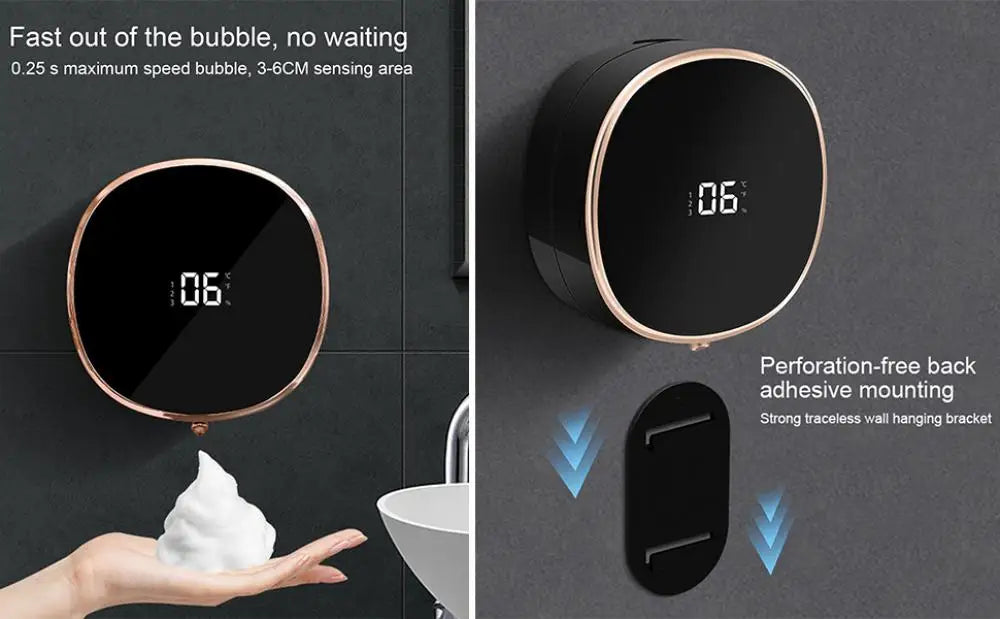 13.3*6cm Electric Touchless Soap Dispenser Wall Mount IPX5 Rechargeable Battery Operated High-tech Automatic Soap Dispensers