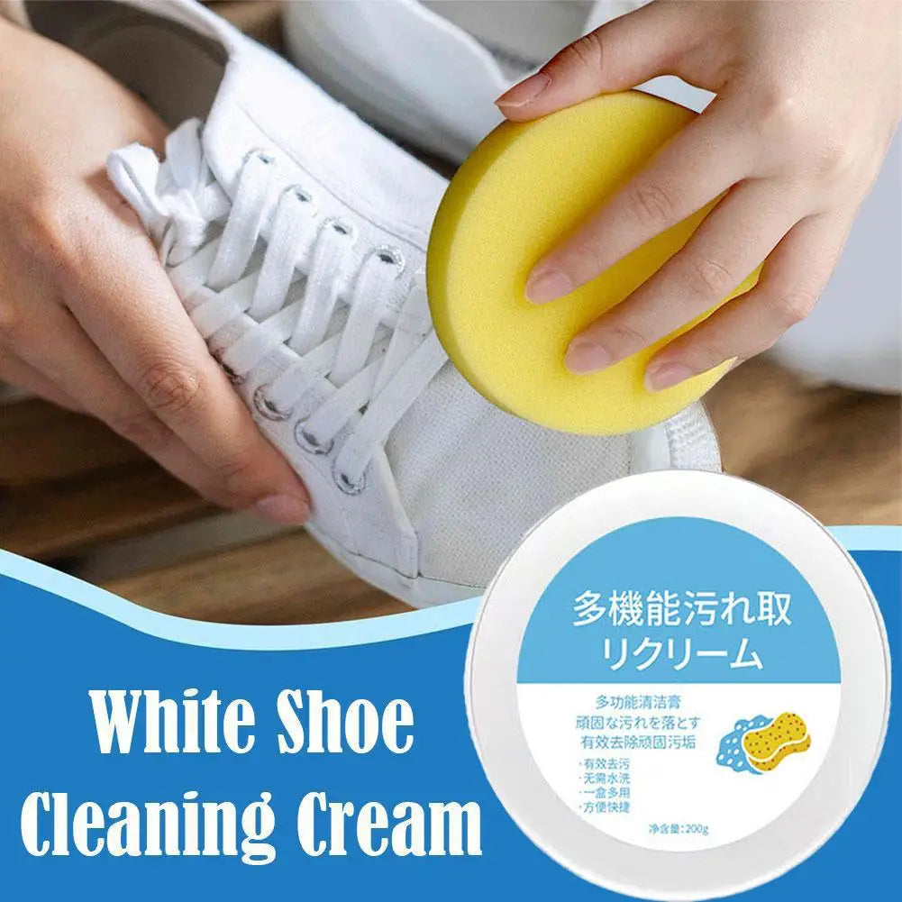 White Shoes Cleaning Cream Stains Remover Shoes Whitening All-Purpose Cleansing Cream With Wipe Sponge For Shoes Sneakers