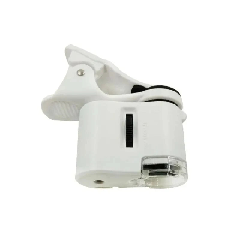 60X Clip On Microscope with LED UV Light Jewelry Magnifier for Cell Phone Focusing Adjustable