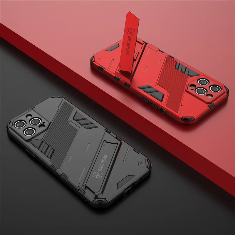 Armor Cyber Shockproof Case For iPhone 17 Air  12 13 Mini 14 15 16 Pro XR XS Max X 11 Pro Max 7 8 16 Plus Stand Holder Cover