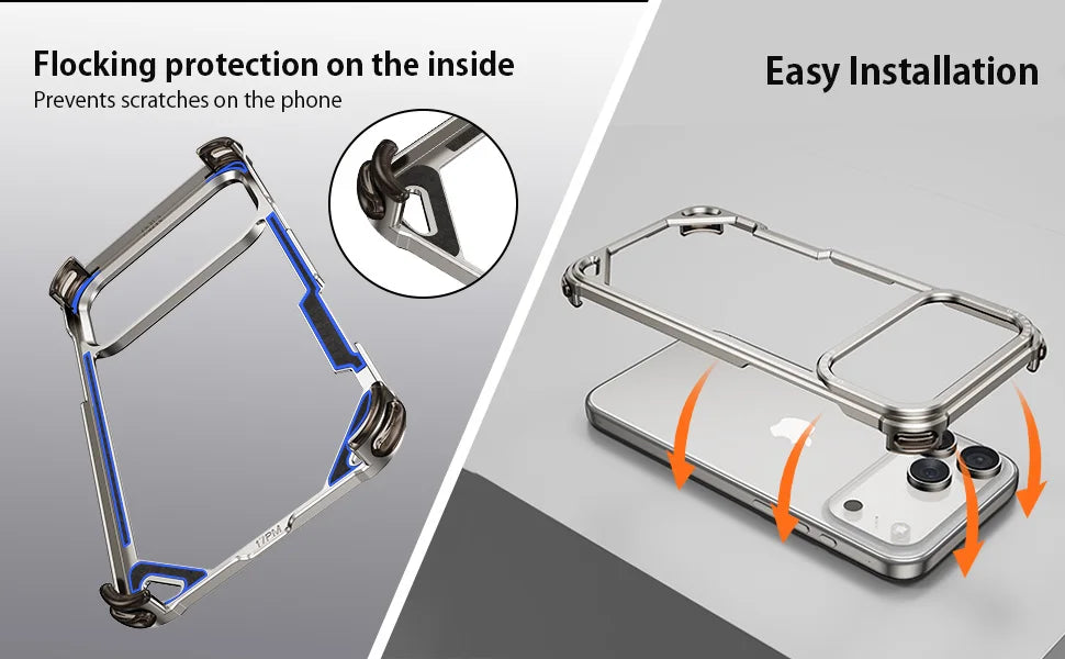 Eary Frameless Case for iPhone 17 Pro Max 17 Air Magsafe Metal Shockproof Protective Phone Cover Aluminum Alloy Anti-Drop Shells