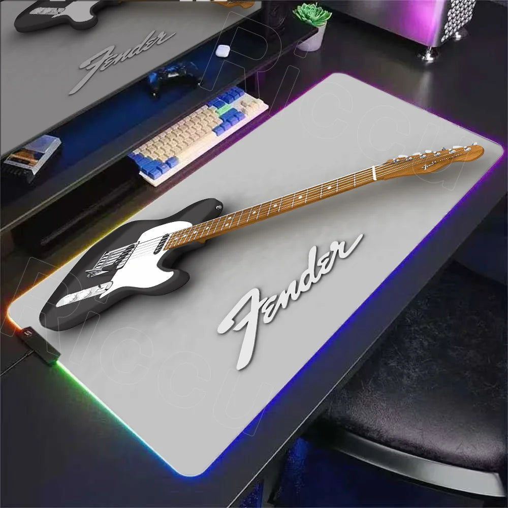 RGB Music Guitar Rubber Desk Mat HD Anime 900x400mm Mouse Pad Office Game PLAYMAT Computer Accessories Laptop Pc Gaming Mousepad