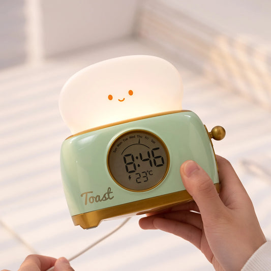 Night Lights Alarm Clock Wake Up LED Nightlight Creative Bedsides Desk Lamp Indoor Lighting Timing USB Dimmable Light Kids Gifts