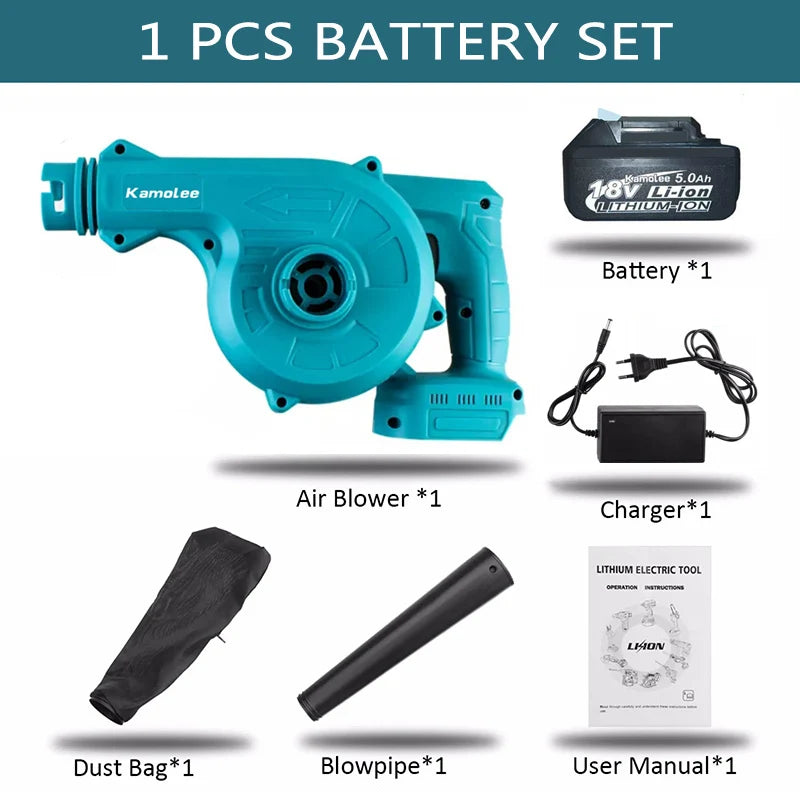 Kamolee 20000rpm Cordless Electric Hair Dryer 2 in 1 Vacuum Cleaner Household 18V Blow/Suction 2-in-1 Blower Tool