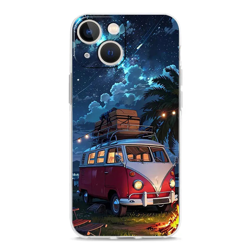 Phone Case For iPhone 17 Cases iPhone Air 16 15 12 13 14 Pro Max 15 Plus 16Pro iPhone11 Cover Combi Van Car Outdoor Camping