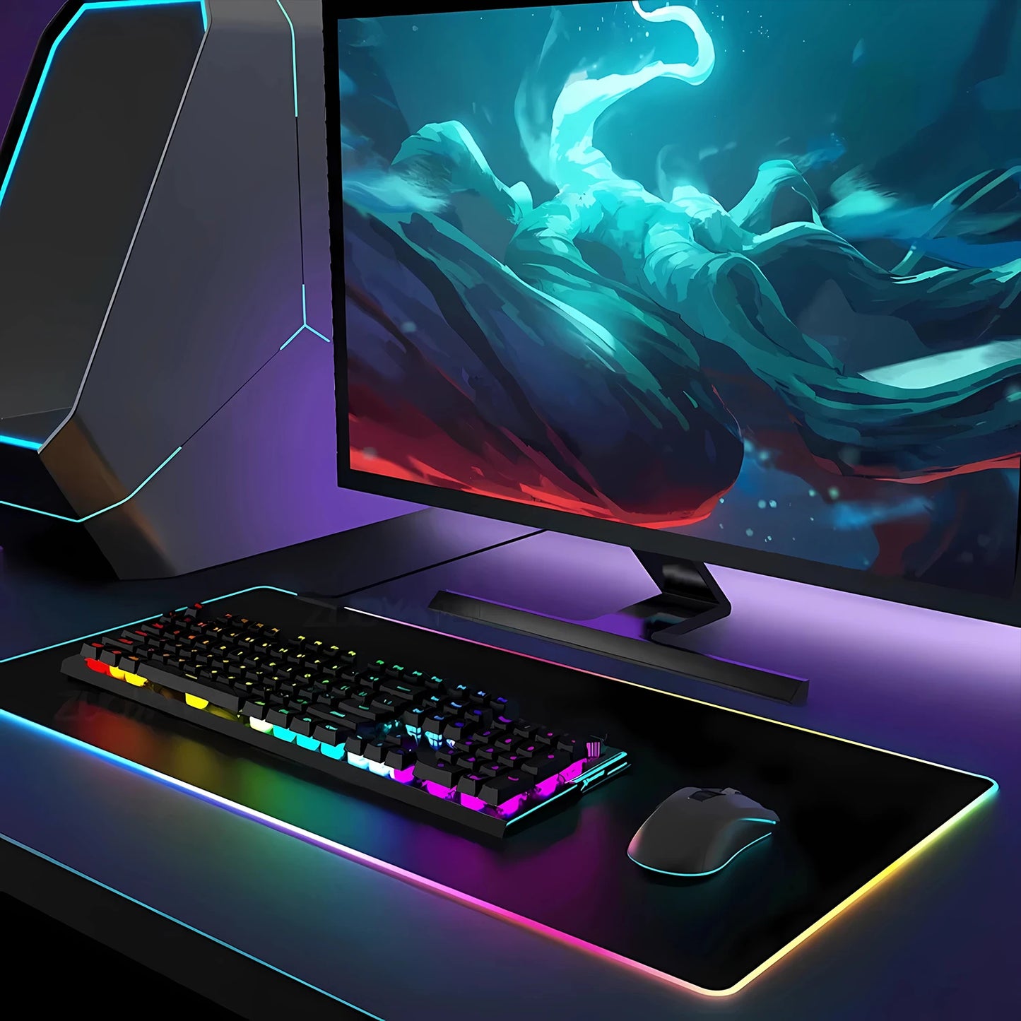 RGB HD Cartethyia Wuthering Waves MousePad Game Laptop Play Mat Extra Large Kawaii Non-slip MousePad Gaming Accessories E-Sports