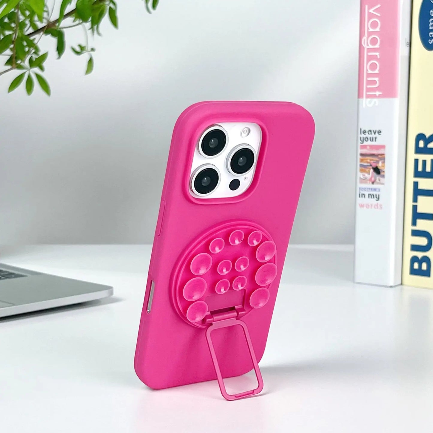 Liquid Silicone Phone Case For iPhone 17 Pro Max 17Air 16 17 Pro 15 14 Plus With Silicone Suction Cup Bracket Protection Cover