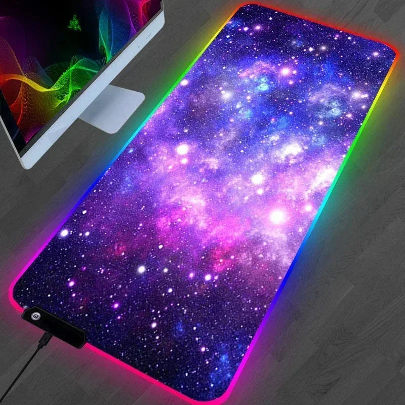 Hot Sell RGB Galaxy Milky Way Mouse Pad Carpet PC Gamer Computer Keyboard Desk Mat anti-slip Mousepad Gaming Accessories 900X400