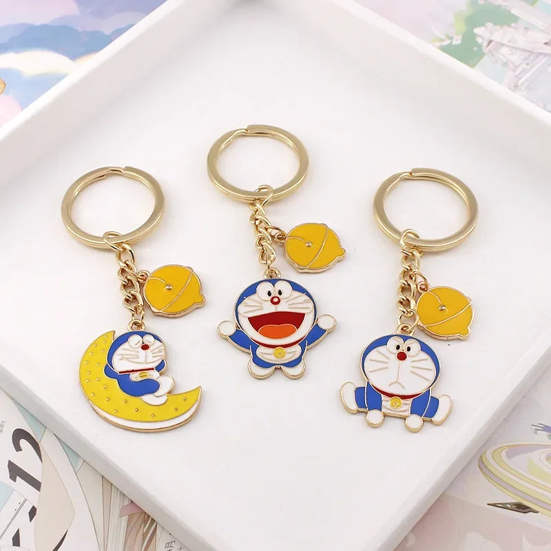 Anime Doraemon Keychain Trinket Jewelry Kawaii Car Key Chain Key Ring Cartoon Backpack Pendant Decorations Kids Birthday Gift