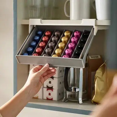 Coffee Capsule Storage Box Clear Plastic Coffe Pods Storage Holder with 30 Capacity Wall Mount Desktop Storage Shelf Home Use