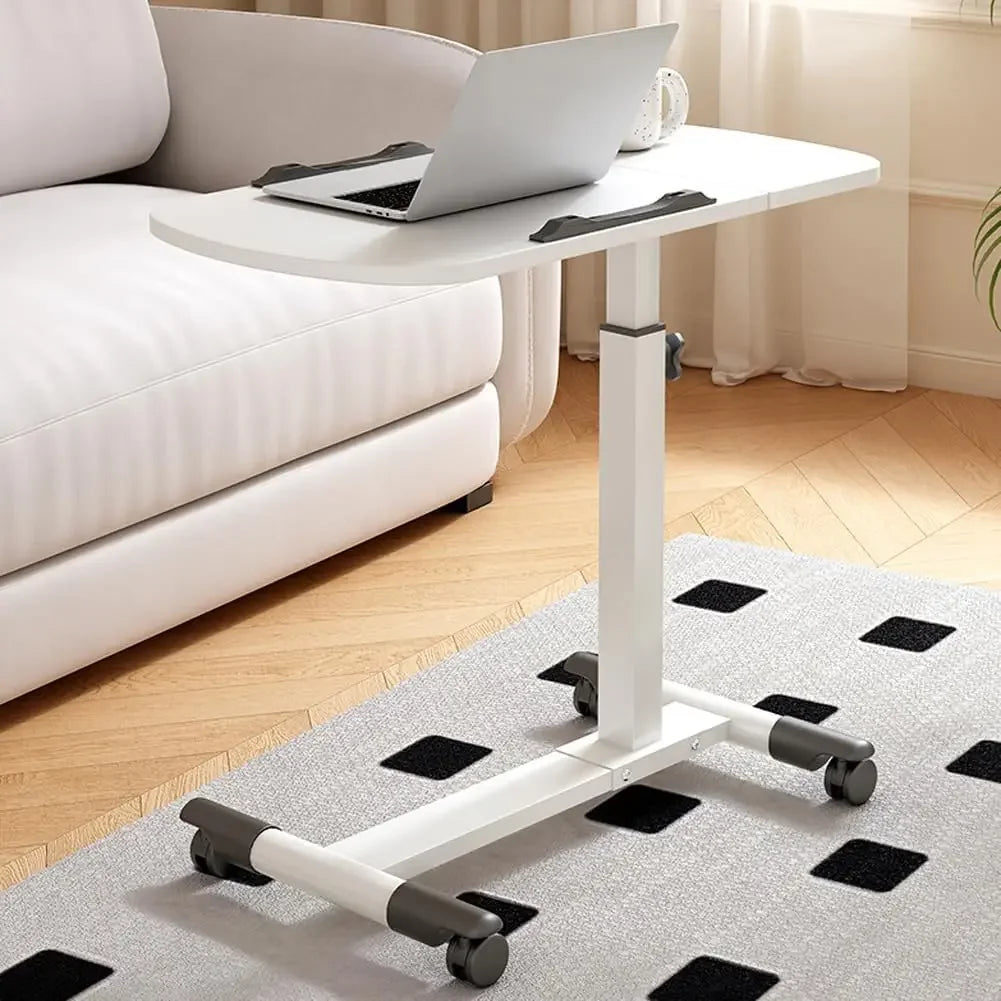 Foldable Standing Desk with Wheels 27.2-35.4" Height Adjustable Mobile Overbed Tables Metal Frame Portable Laptop Desk Bedroom
