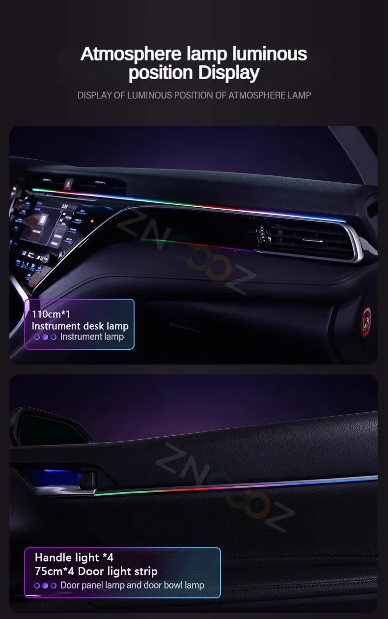 RGB 22in1 Car Interior Acrylic Car Ambient Lights for Audi A3 A4 A5 A6 A7 A8 Q3 Q5 Q7 Q8  Decorative Lights Car Accessories