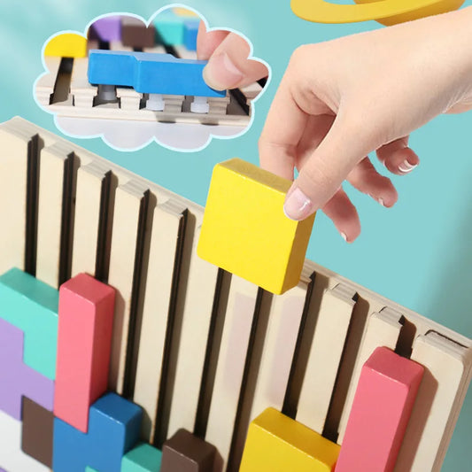 3D Wooden Puzzle, Building Blocks, Puzzle Game, Baby Logic Training Puzzle Toys, Parent-Child Interactive Games