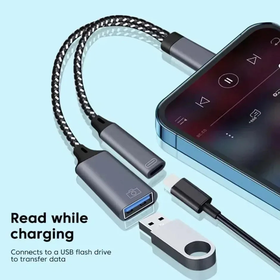 Gaming Switch USB C OTG Cable Phone Adapter 2 in 1 Type C to USB A Adapter with PD Charging Port For Phone Laptop Tablet U Disk