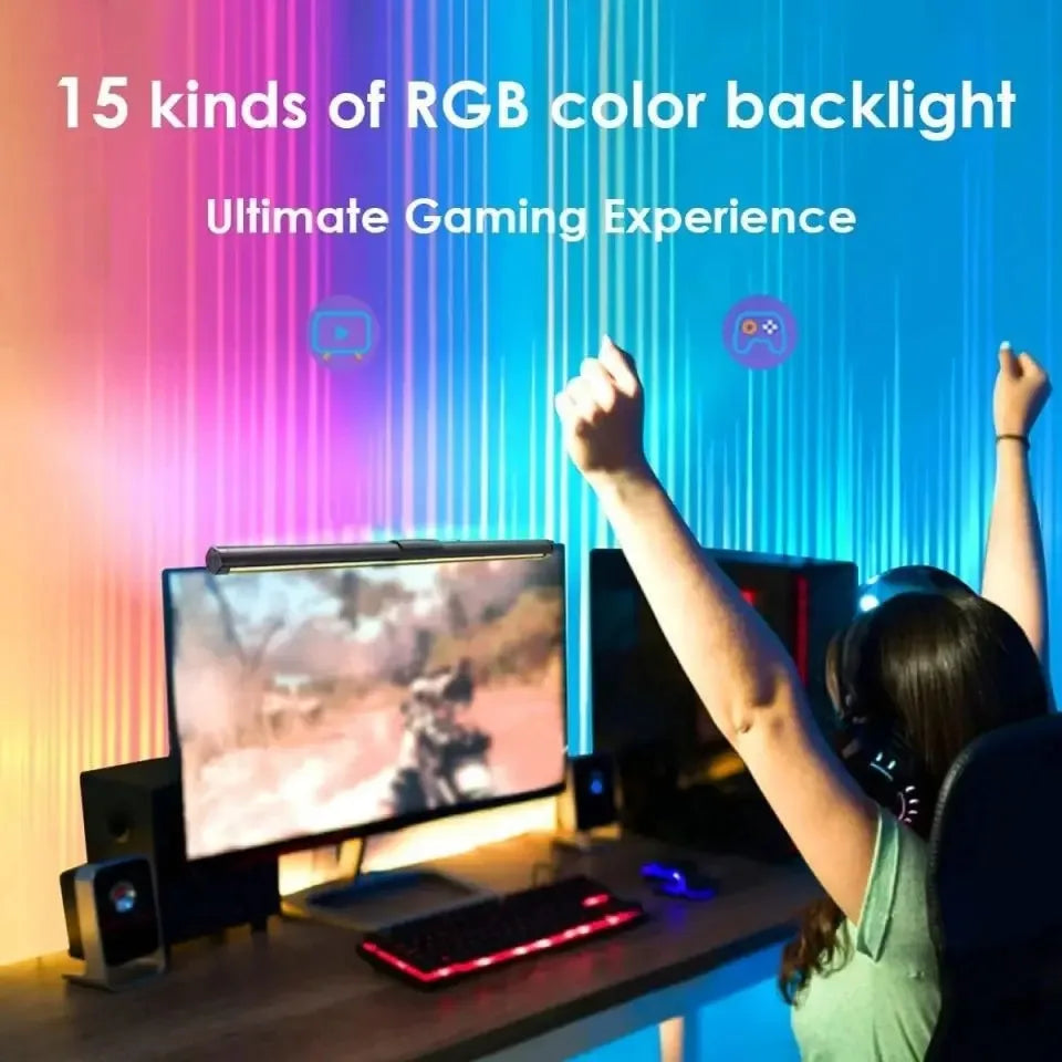 RGB Desktop Atmosphere Light Strip LED Eye Protection Learning Reading Hanging Lamp PC Display Screen Lighting Night Light