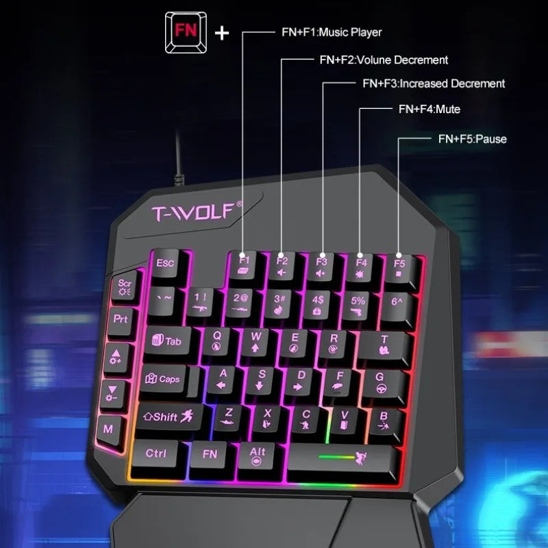 Mechanical Gaming Keyboard Kit 5 In 1 Set One Hand Keyboard 5D Mechanical Gamer Mouse Converter Mobile Game Pro Converter