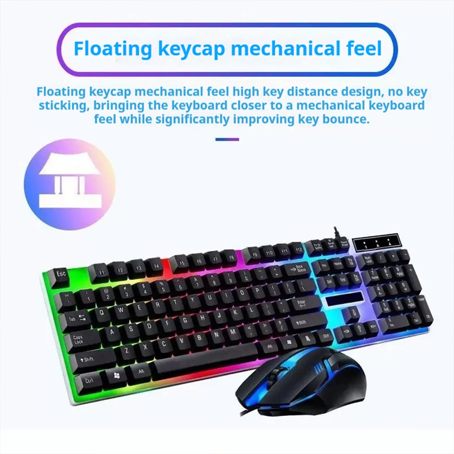 Stylish Backlight Wired Keyboard with Mouse Responsive Game Keys Long Lasting Comfort For Workspaces Efficient Gaming Office