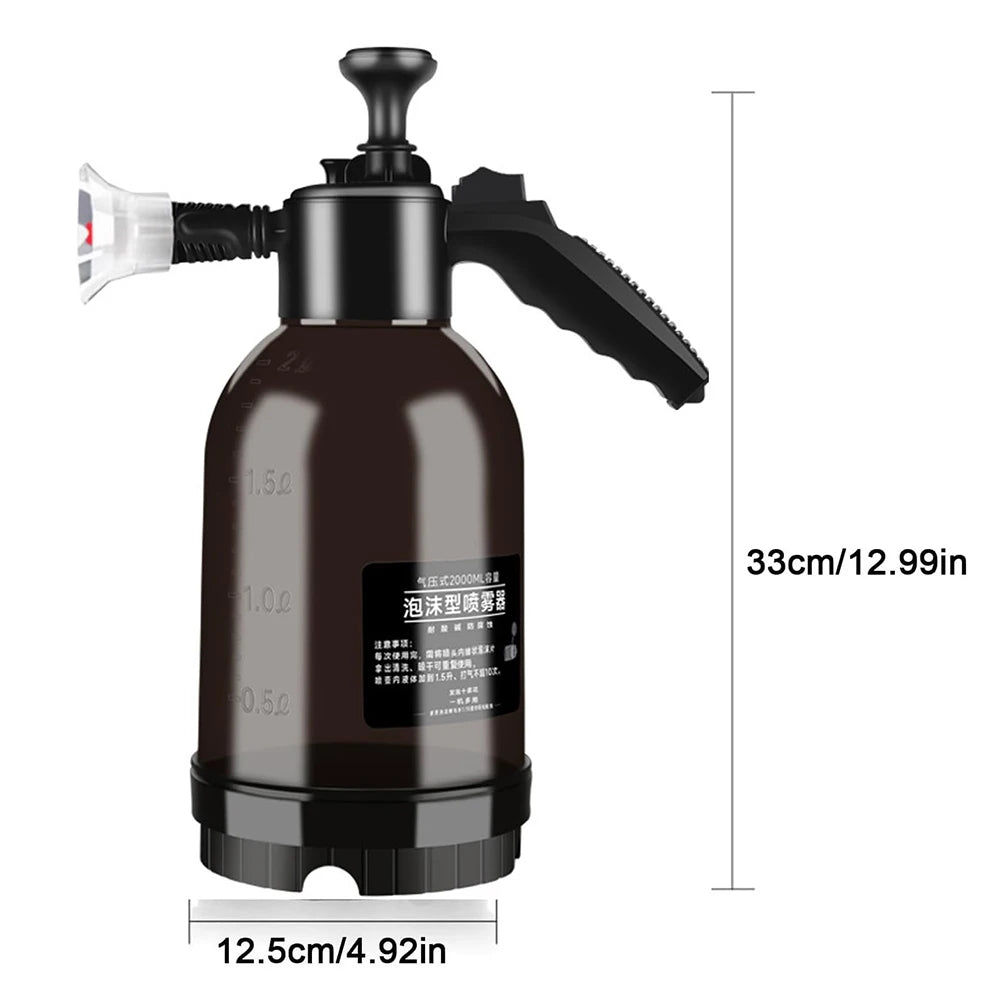 2L Foam Sprayer with Two Nozzle Options Hand Pressure Snow Foam Sprayer Water Sprayer Pump Foam Sprayer for Car Washing
