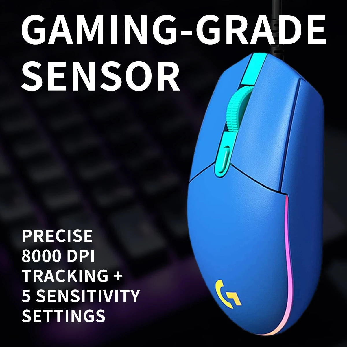 Official Logitech G203 Mouse for Gaming, Lightsync RGB with 3 Zones, 25G Acceleration, 200 IPS Tracking Speed