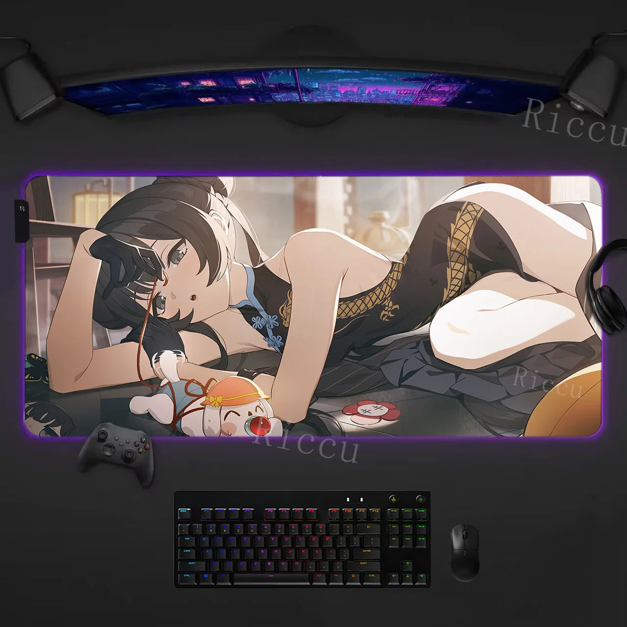 RGB HD Ryuuge Kisaki Blue Archive Game Mousepad Large Keyboard Desk Mat Gaming Mouse Pad LockEdge Edge PC Computer Mat E-Sports