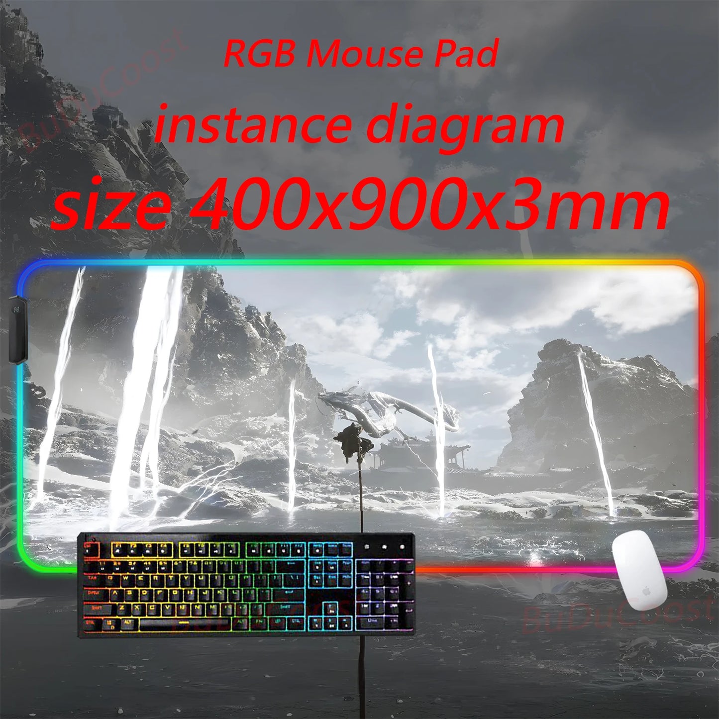 Black Myth  Wukong electronic sports PC Office HD Printing Desk Gaming RGB XXL Game Locking Edge Computer Luminescence Mouse Pad