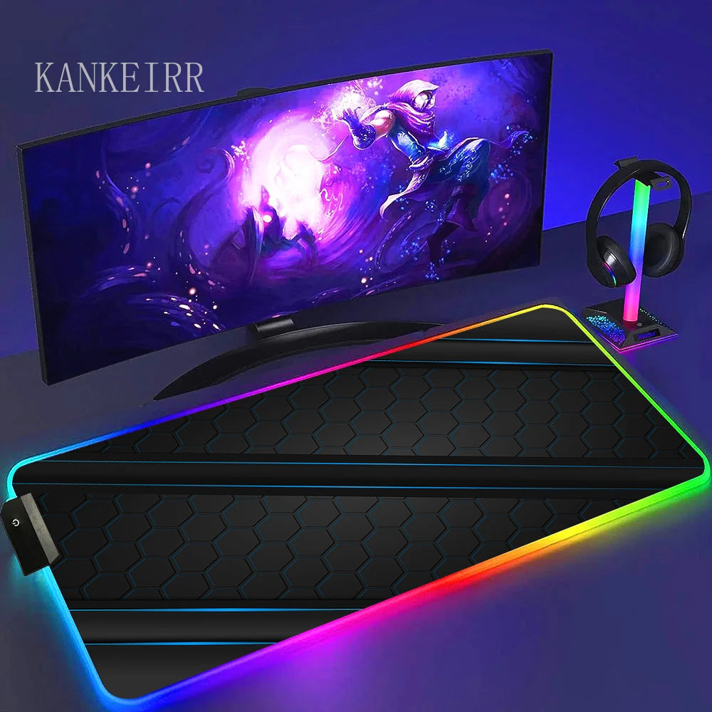 Geometry Large RGB Gamer Mousepad With Backlight Mouse Mat Gaming Mousepads LED Keyboard Mats Luminous Desk Pads Mouse Pad PC