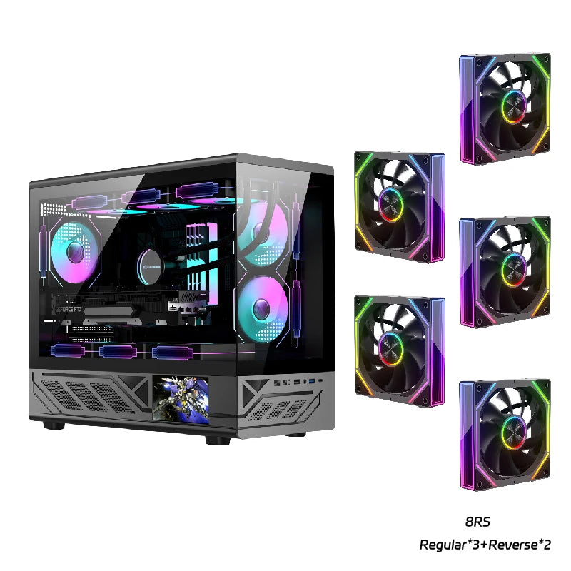 PowerTrain X-GAMERX H6 PC gaming case MATX ITX Sea View Room Resolution 480×854 5-inch LCD Screen 360 water cooler Computer Case