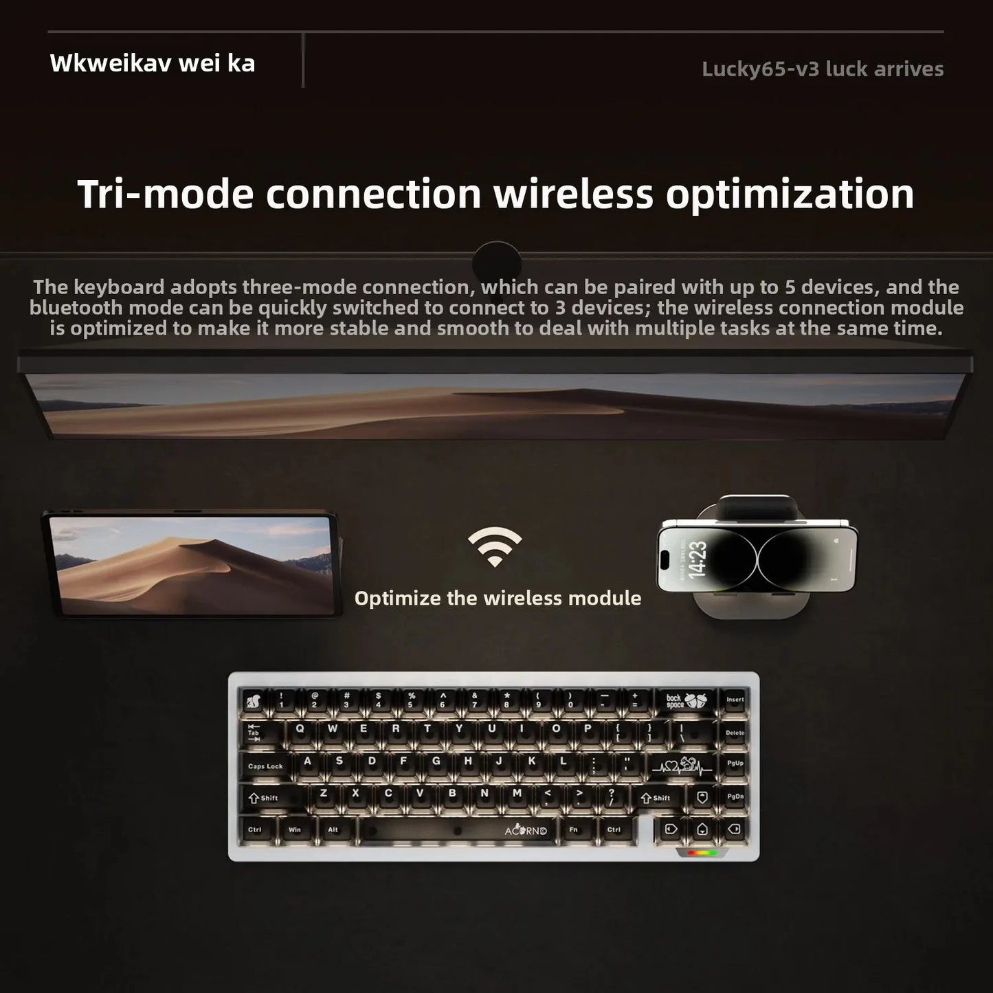 Weikav Lucky65 V3 3 Mode Mechanical Keyboard Kit Aluminum Wireless Gaming Keyboard 60% Bluetooth 2.4G RGB Hotswap PC Gamer Gifts