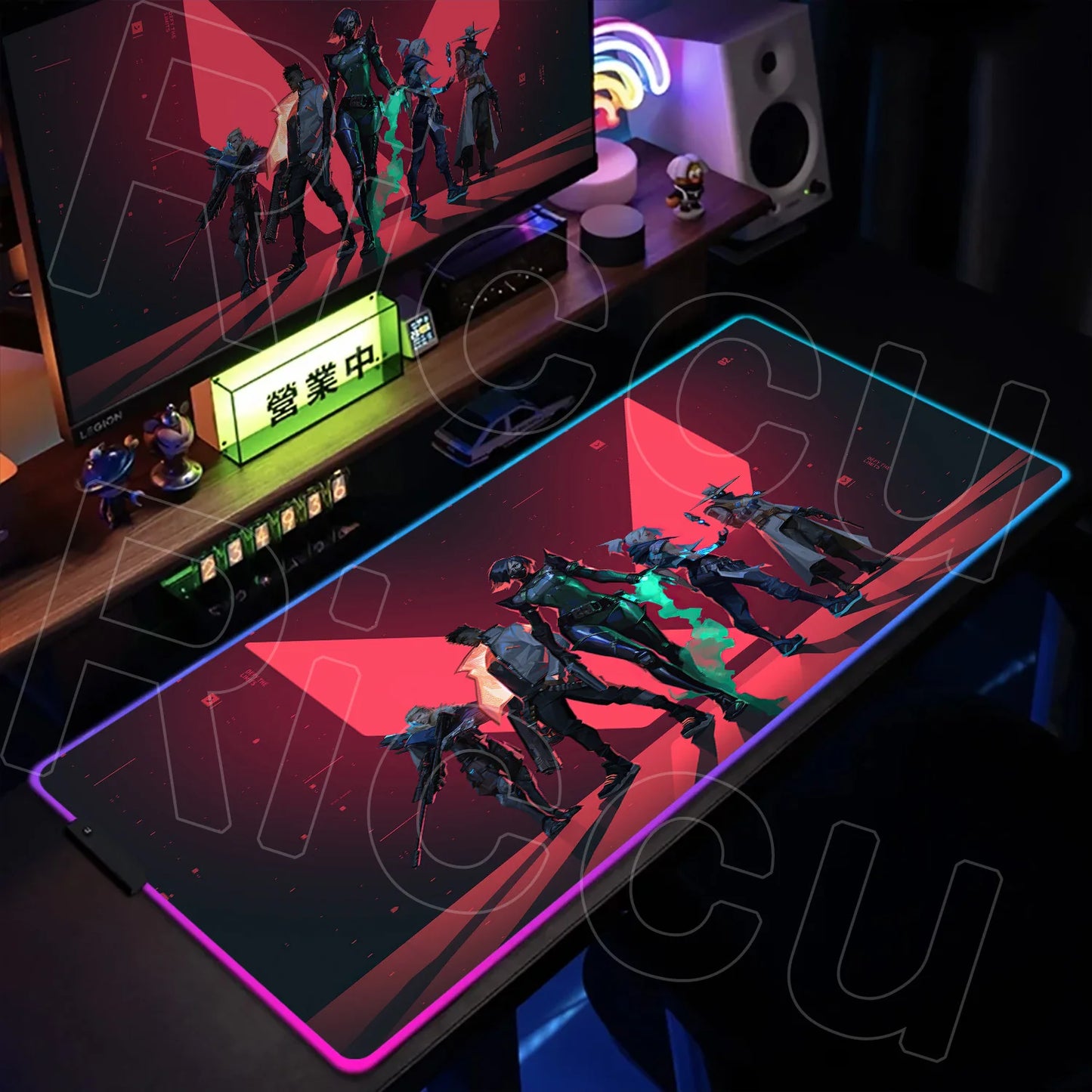 RGB Mouse Pad Gaming Valorant Computer Mice Mat Gamer Led Glowing Keyboard Mausepad 30x80cm PC Cabinet Carpet Office Accessories