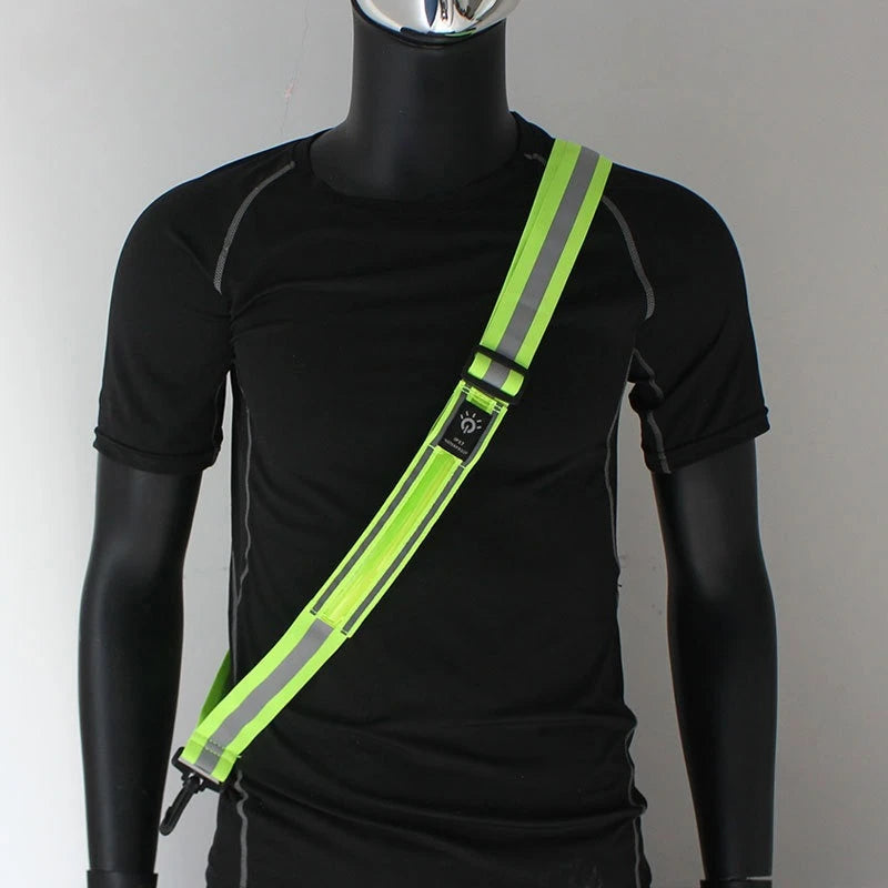 USB Rechargeable Adjustable LED Reflective Belt Cycling Reflective Running Gear Safety Reflective Running Gear for Night Running