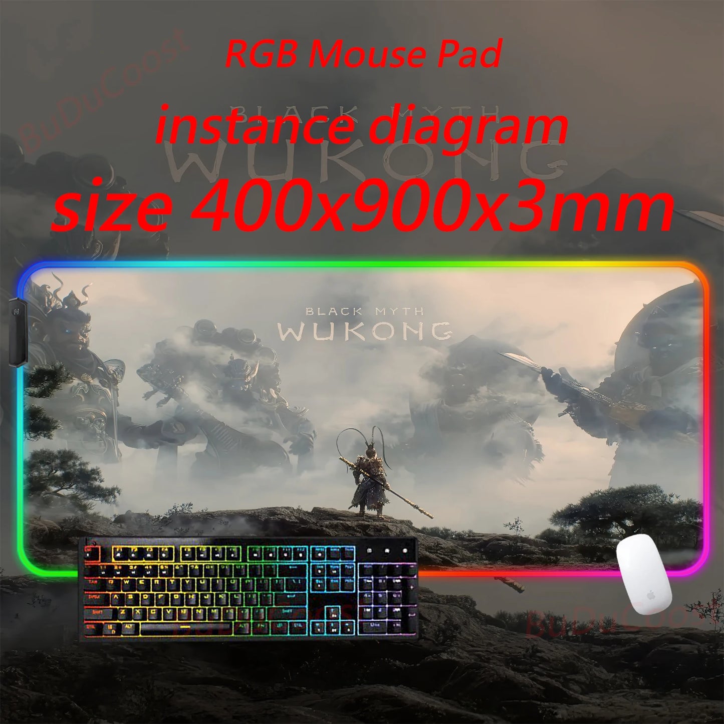 Black Myth  Wukong electronic sports PC Office HD Printing Desk Gaming RGB XXL Game Locking Edge Computer Luminescence Mouse Pad