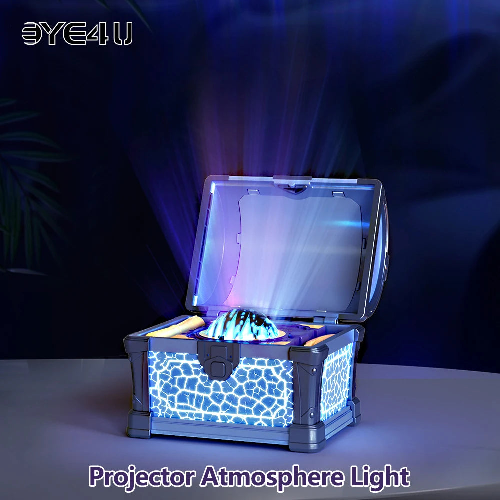 Projector Atmosphere Light USB Flow Light Night Light Children's LED Lamp Star Sky Treasure Chest Projection Lamps Birthday Gift